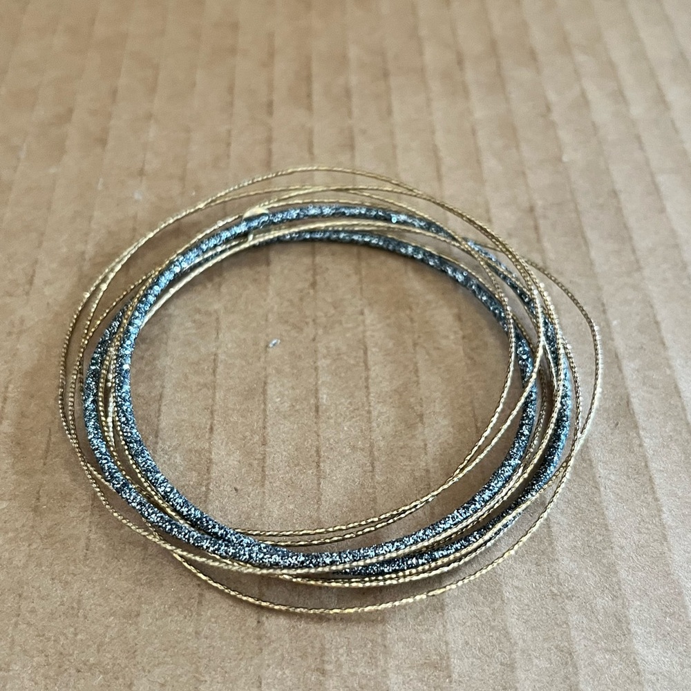 925 Bracelet Italy Glittery Silver and Gold Plated 6”